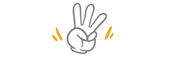 手でピースサインをするイラスト。記事の締めや軽快な表現のアクセントに最適